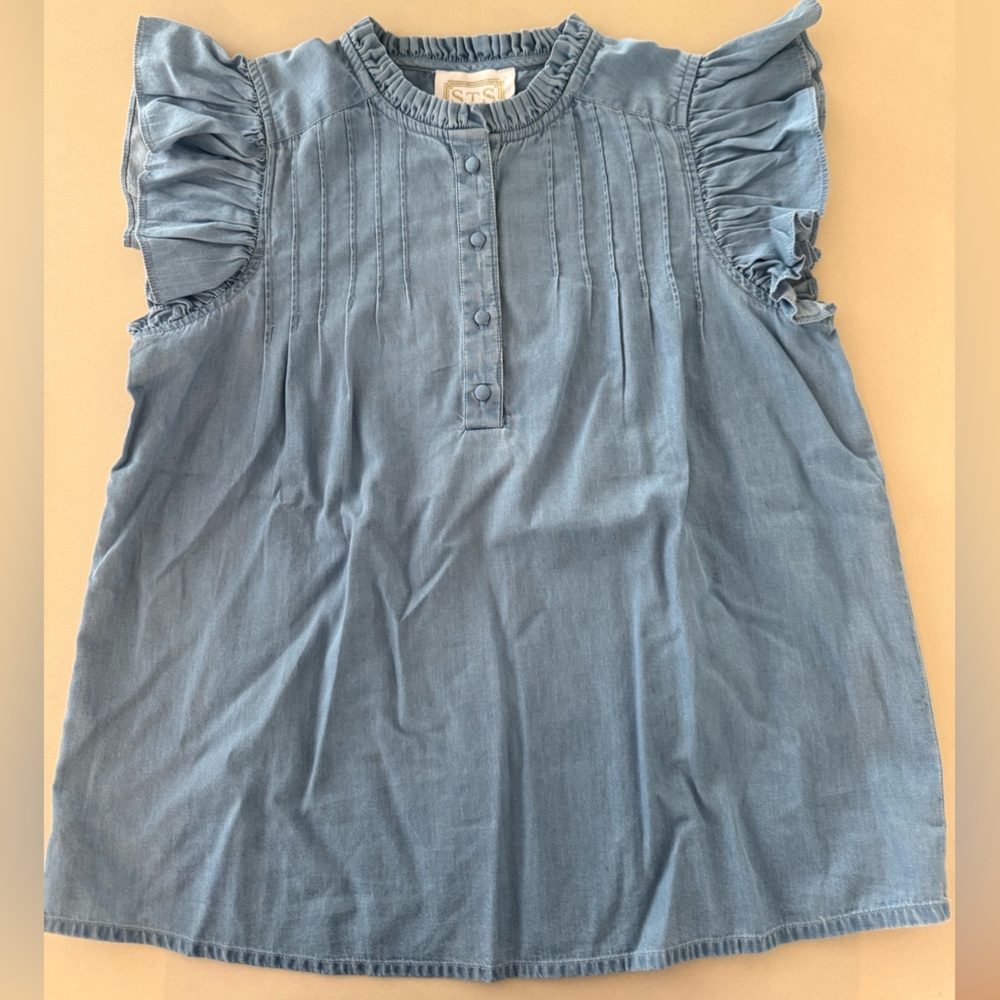 Sail to Sable Blue Ruffled Blouse